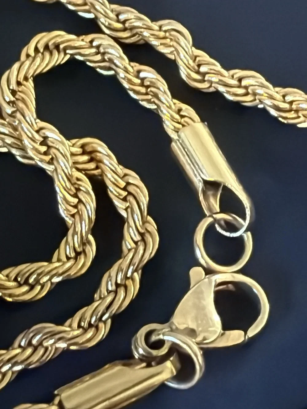 Gold plated rope link chain
